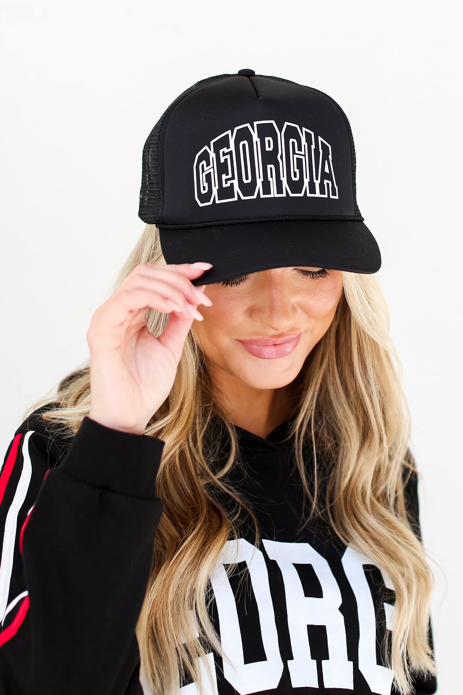 black Georgia Trucker Hat front view