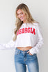 White Georgia Long Sleeve Cropped Tee