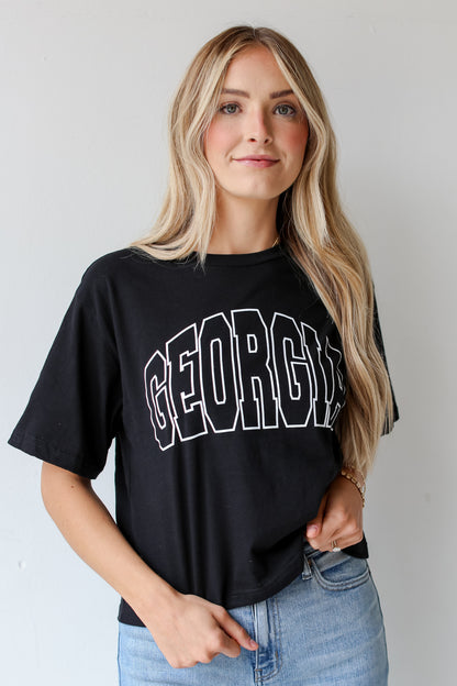 Black Georgia Block Letter Cropped Tee