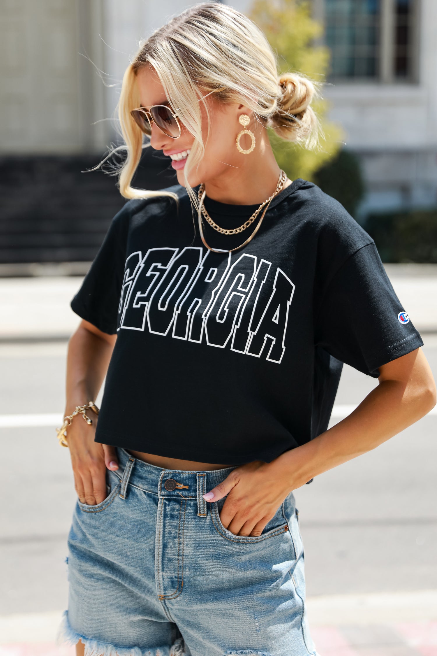 Black Georgia Cropped Tee