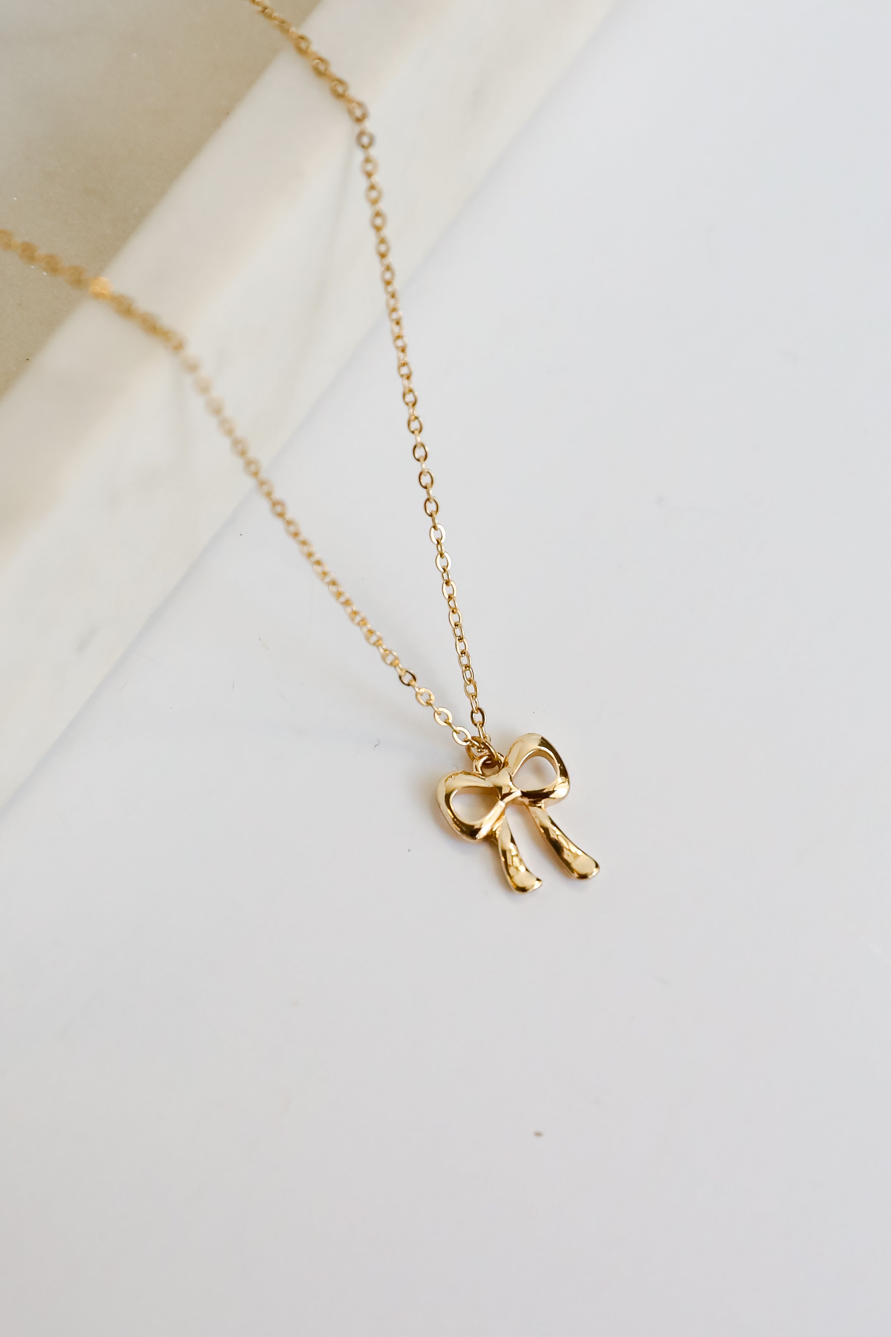 Andrea Gold Bow Charm Necklace