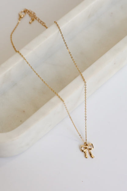 Andrea Gold Bow Charm Necklace