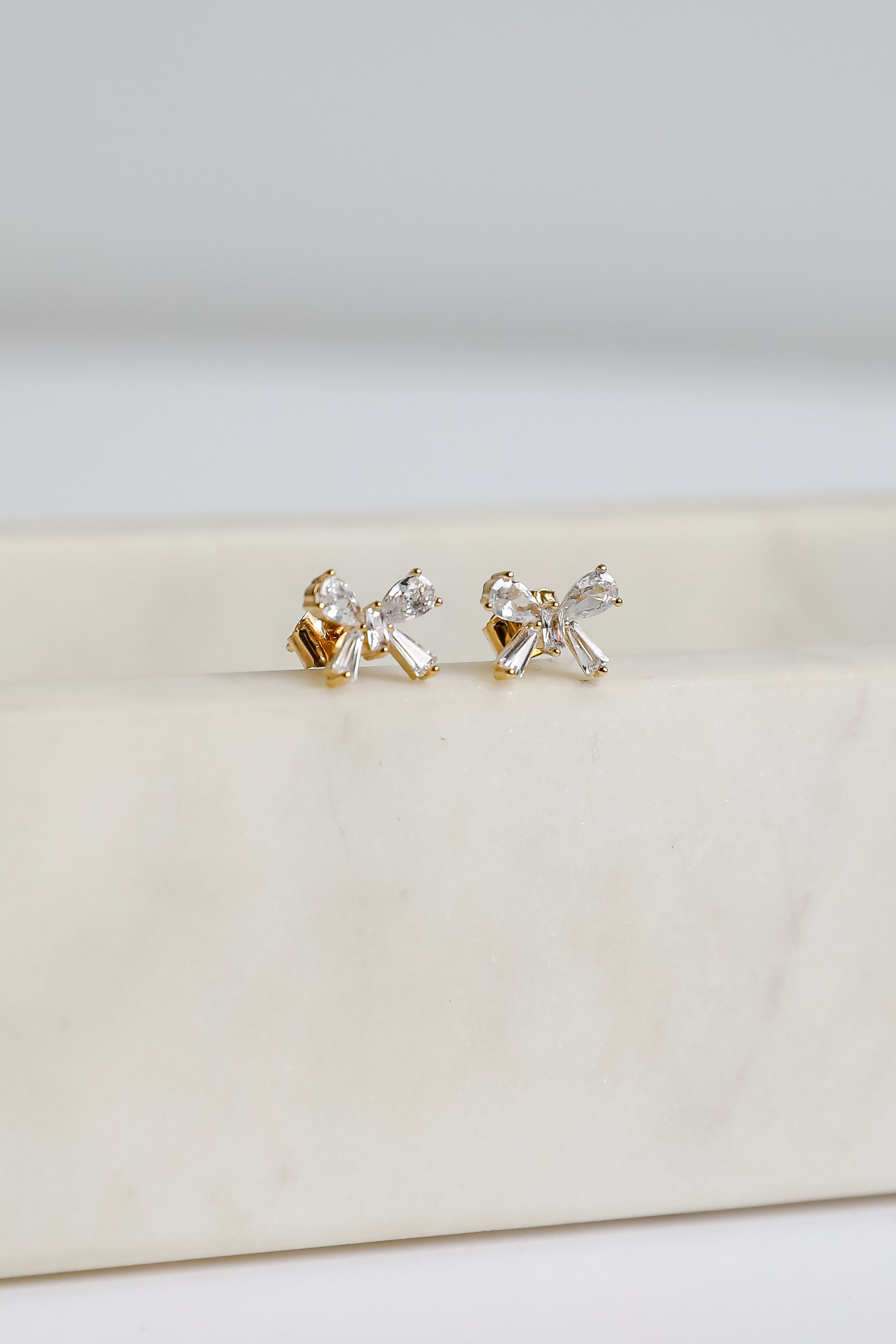 Claudia Gold Gemstone Bow Stud Earrings