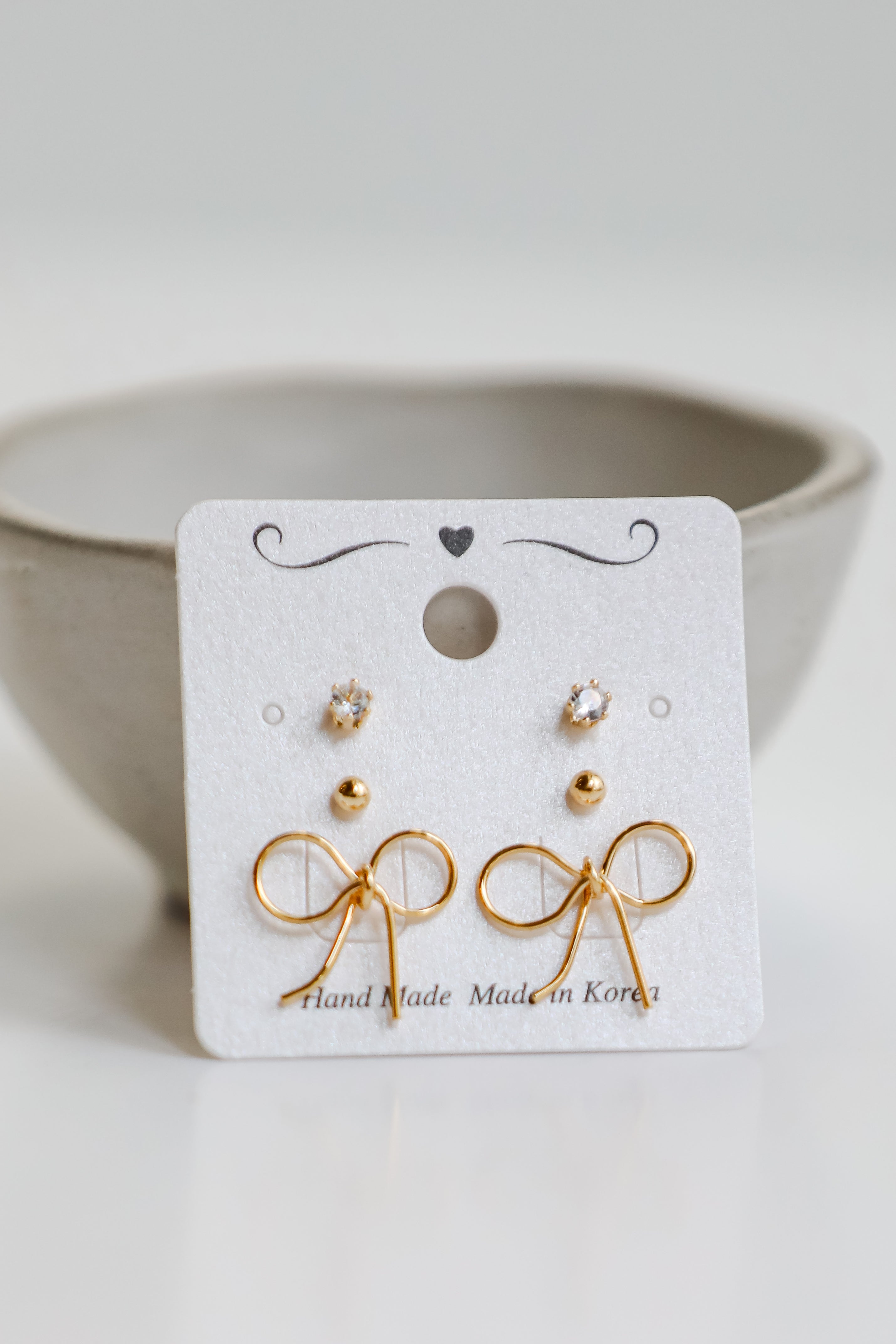 Kaylee Gold Bow Stud Earring Set