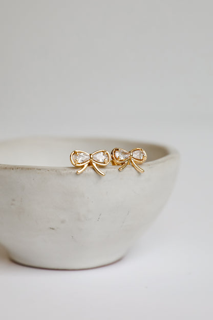 Grace Gold Bow Stud Earrings