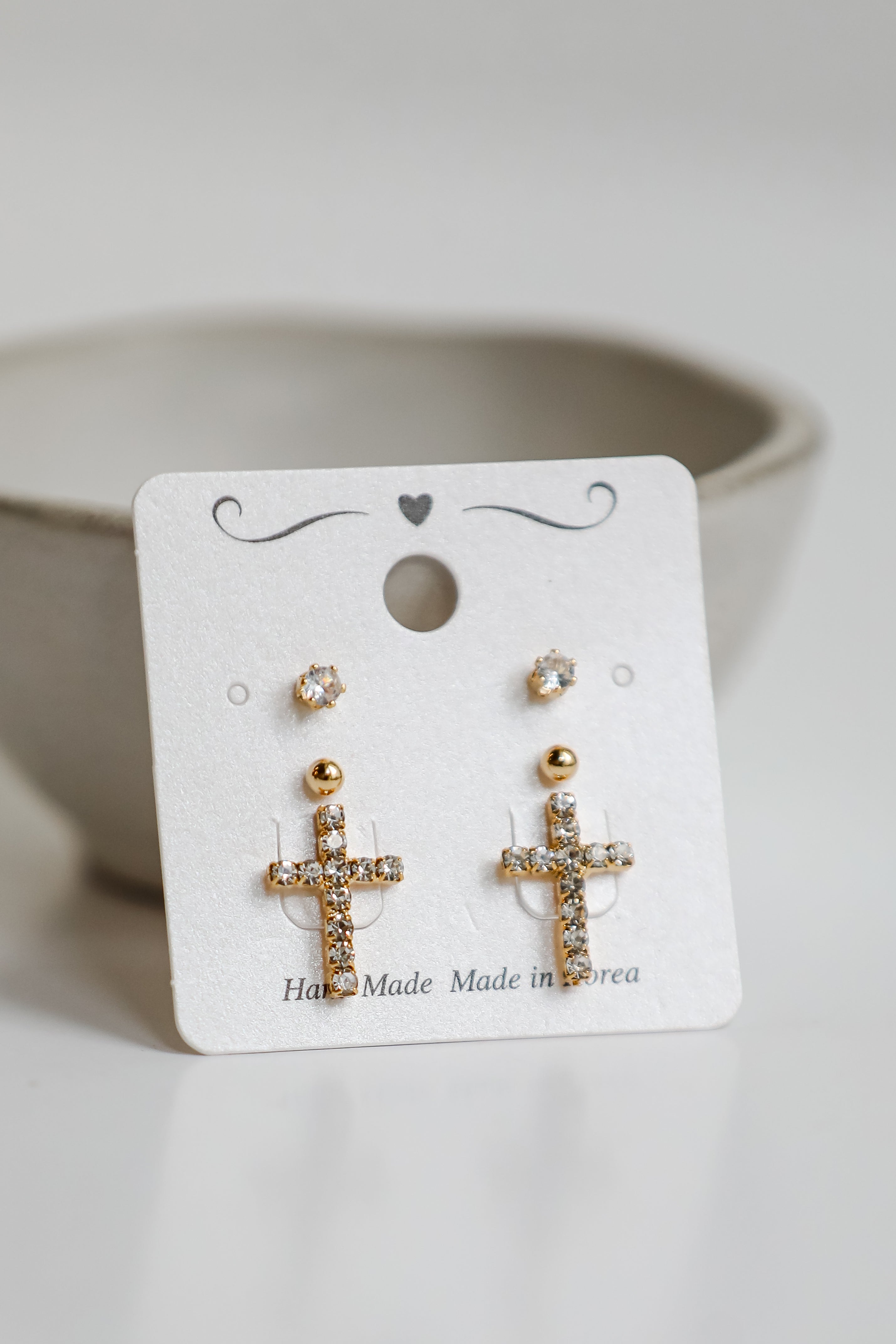 Kendall Gold Cross Stud Earring Set