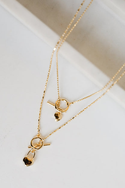 Lindsey Gold Heart Charm Layered Necklace