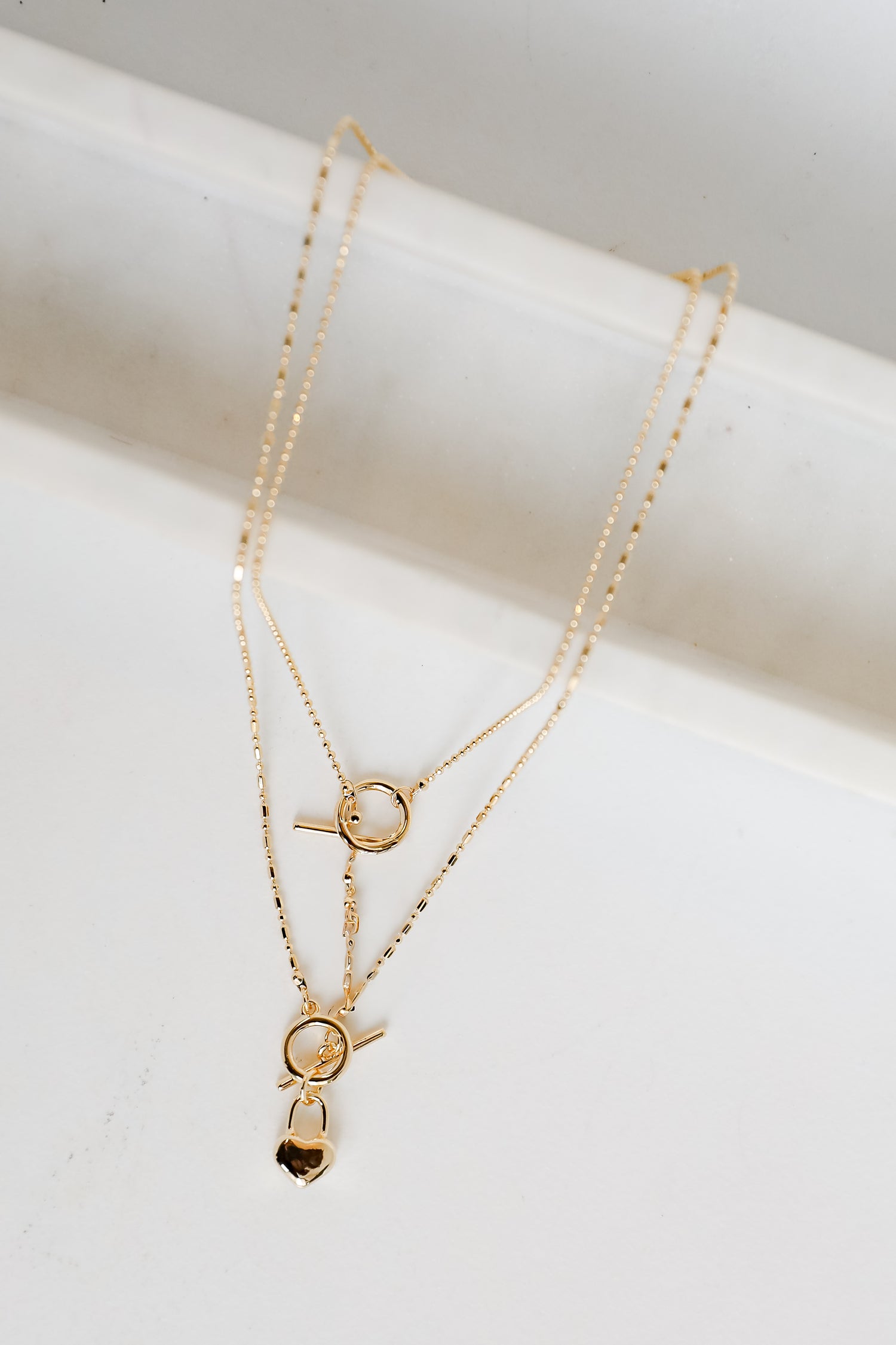 Lindsey Gold Heart Charm Layered Necklace