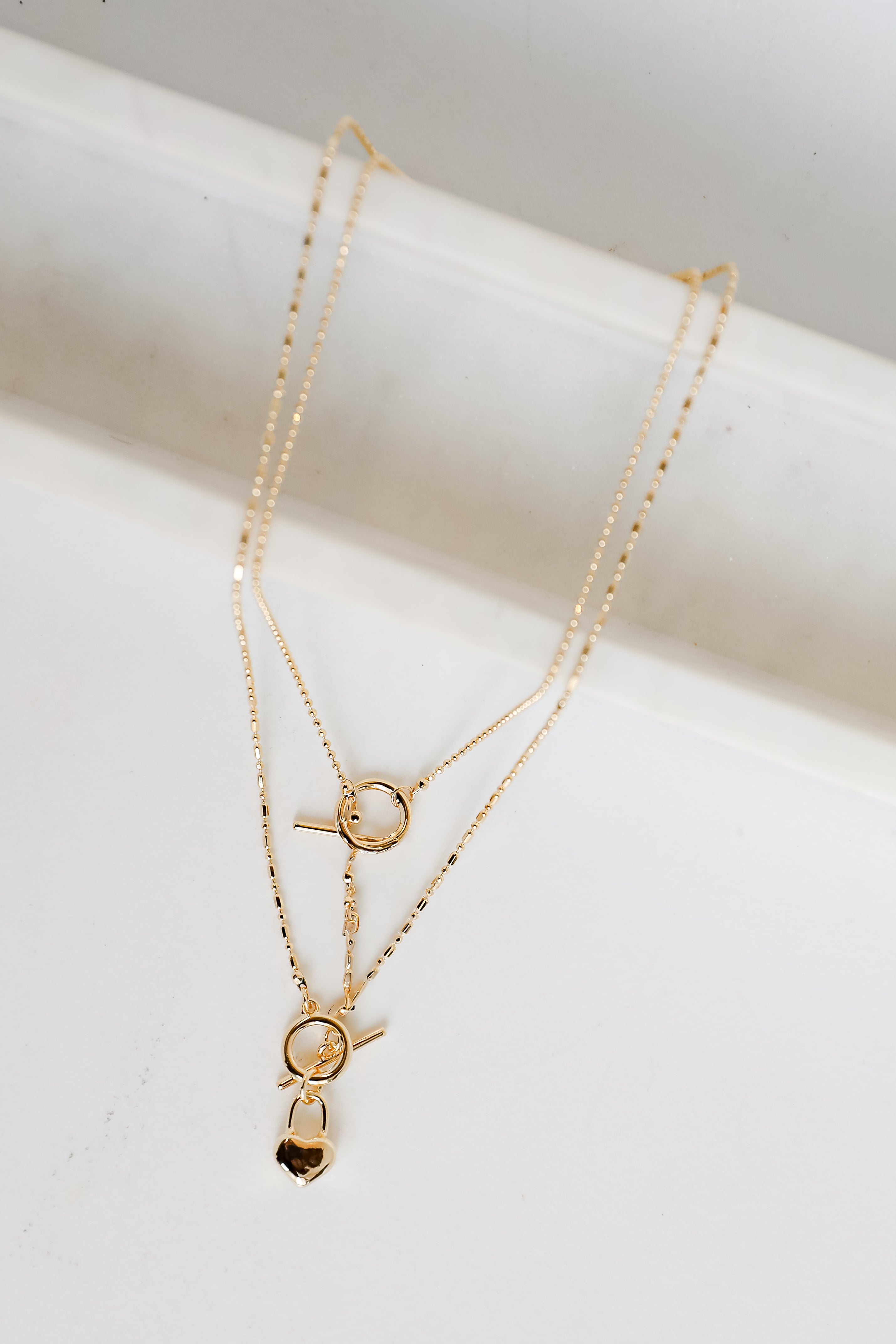 Lindsey Gold Heart Charm Layered Necklace