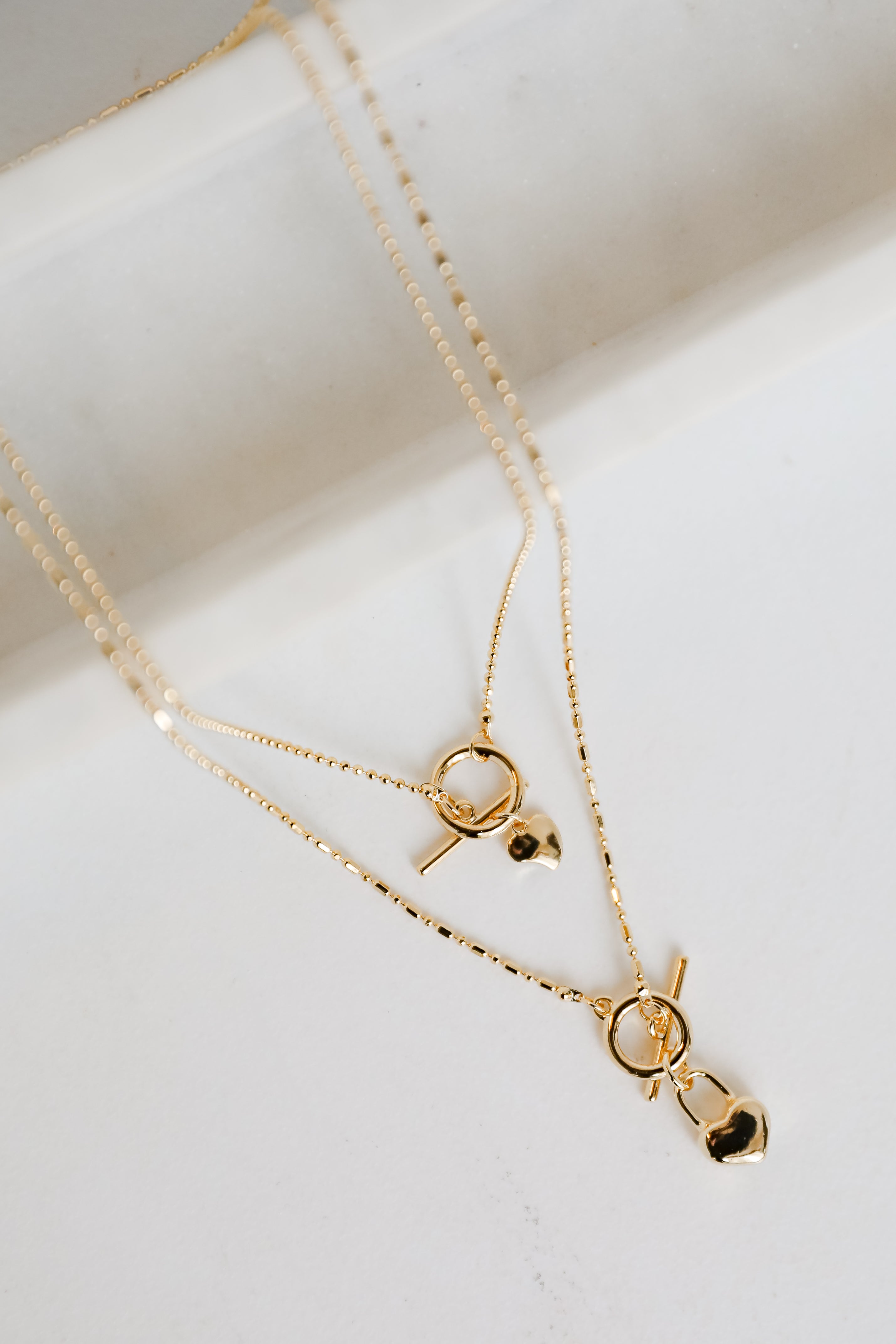 Lindsey Gold Heart Charm Layered Necklace