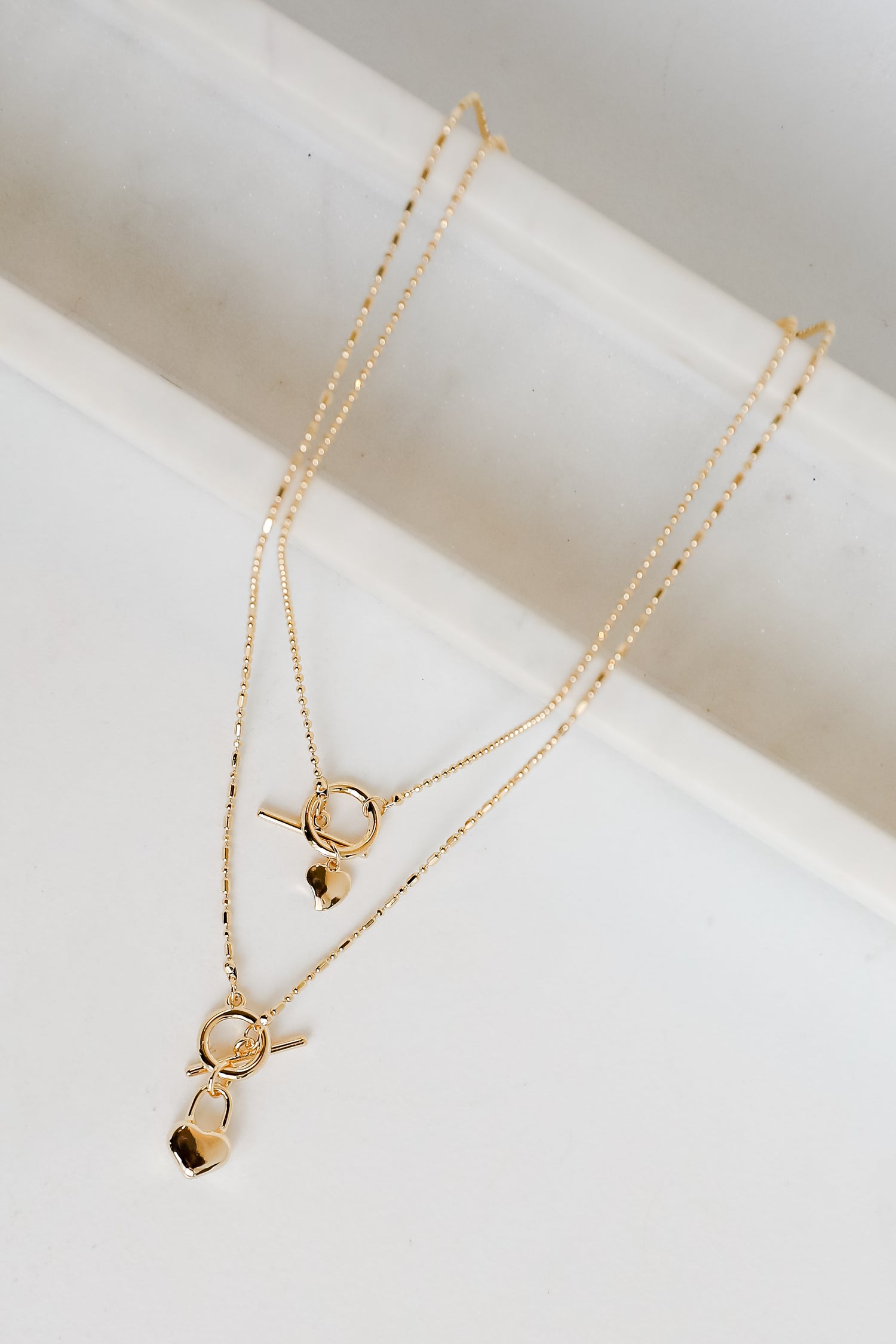 Lindsey Gold Heart Charm Layered Necklace