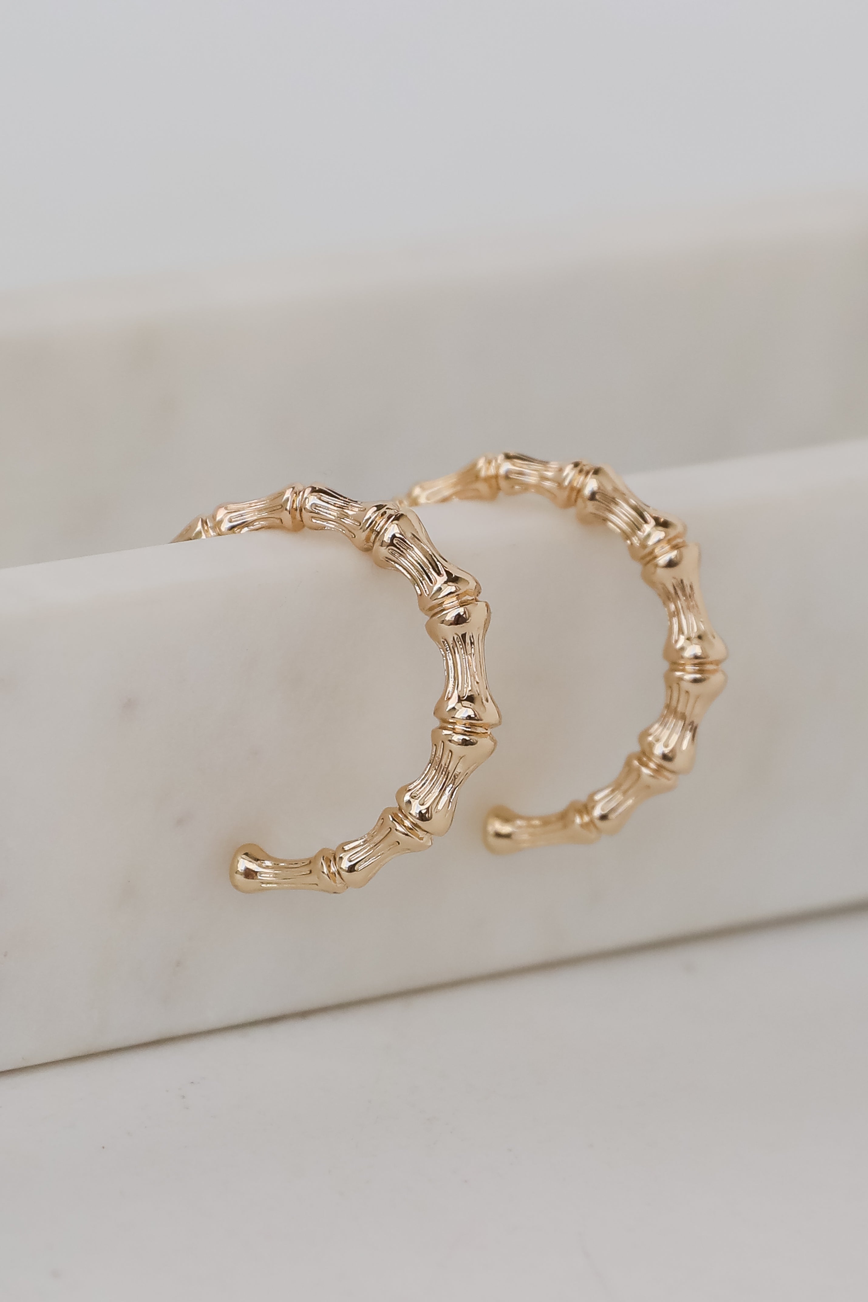 Brielle Gold Textured Hoop Earrings