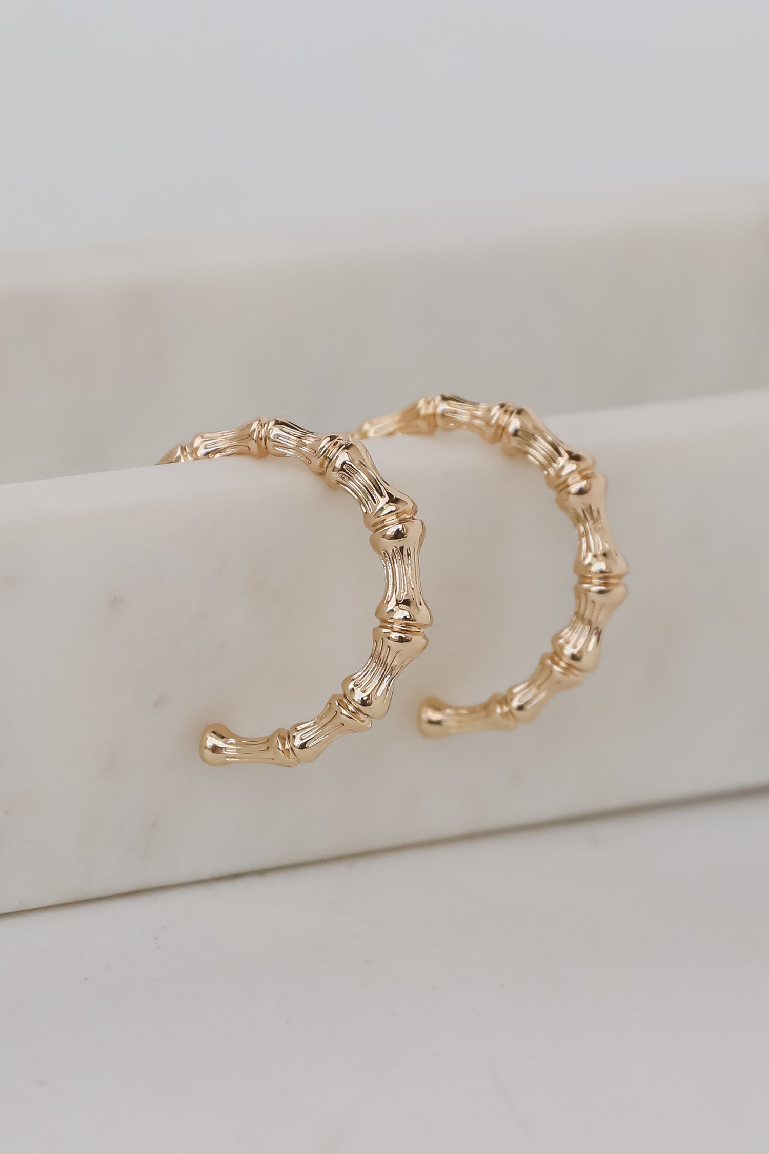 Brielle Gold Textured Hoop Earrings