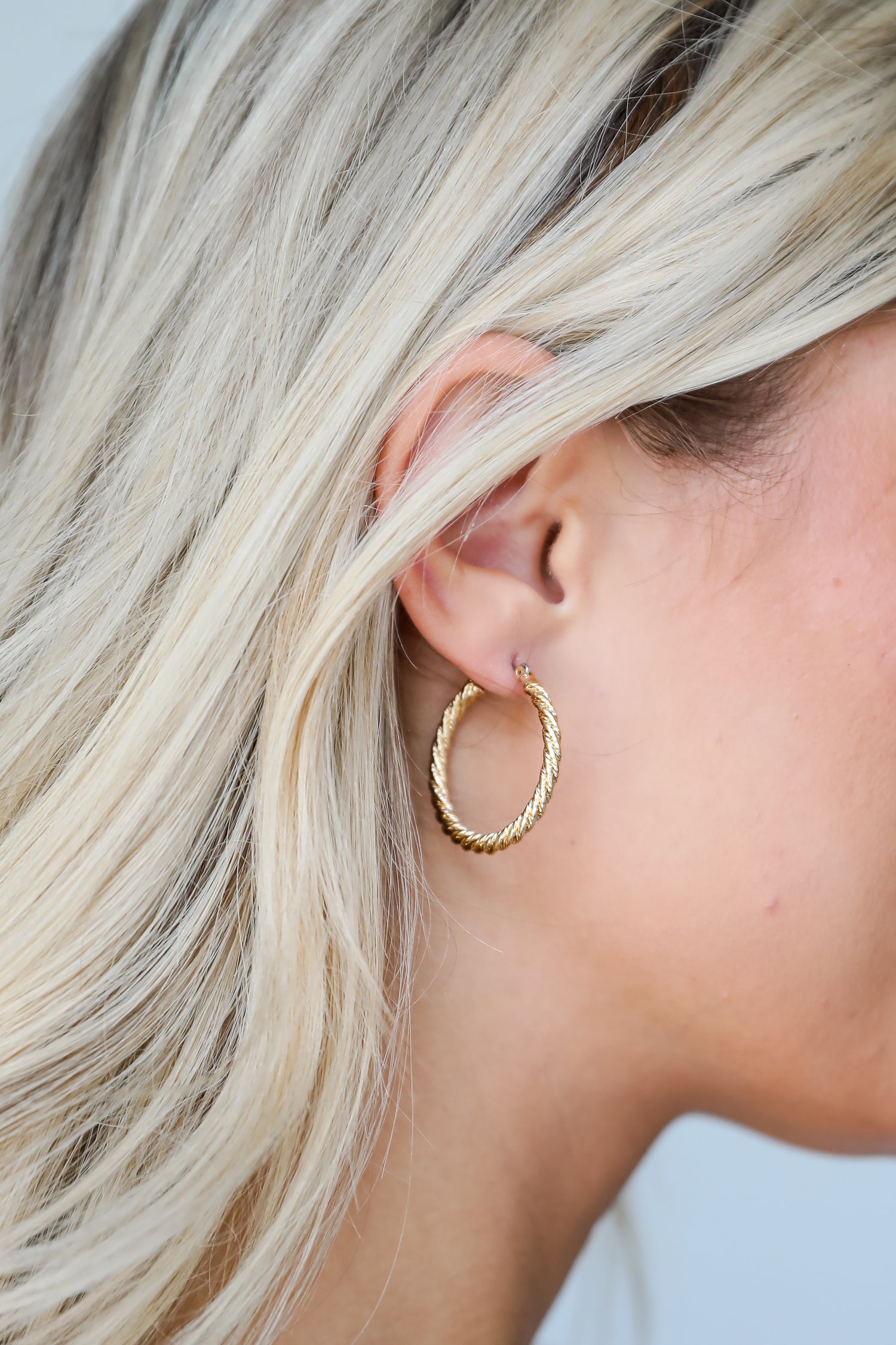 Gold Twisted Hoop Earrings