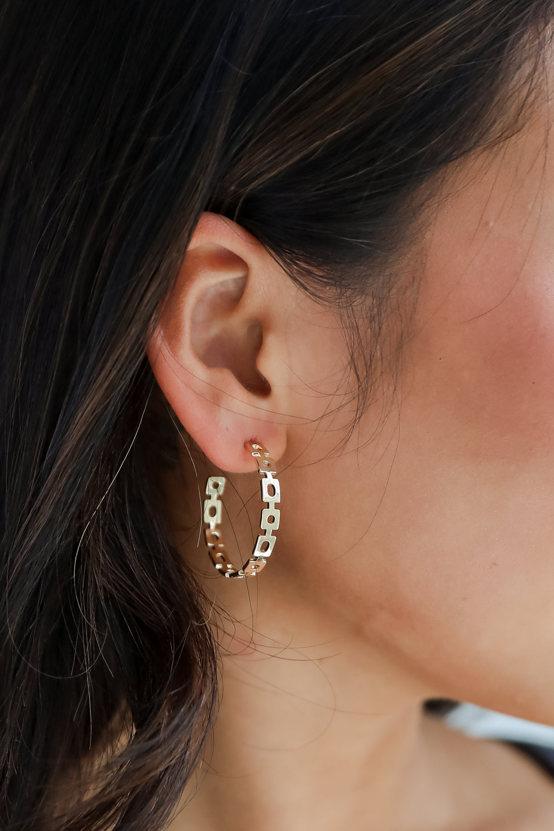 Mary Gold Chainlink Hoop Earrings