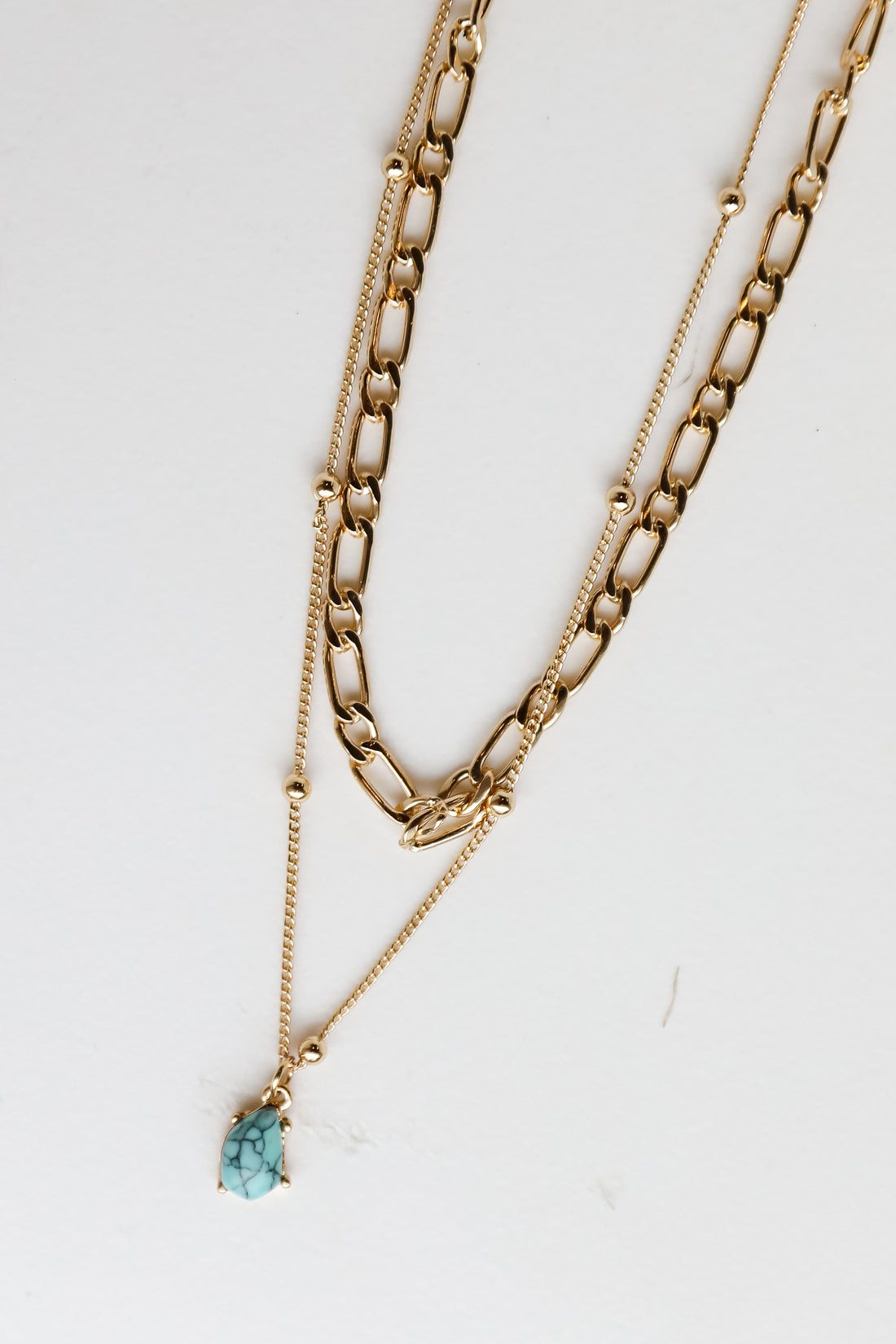 Gold Layered Chain Necklace close up