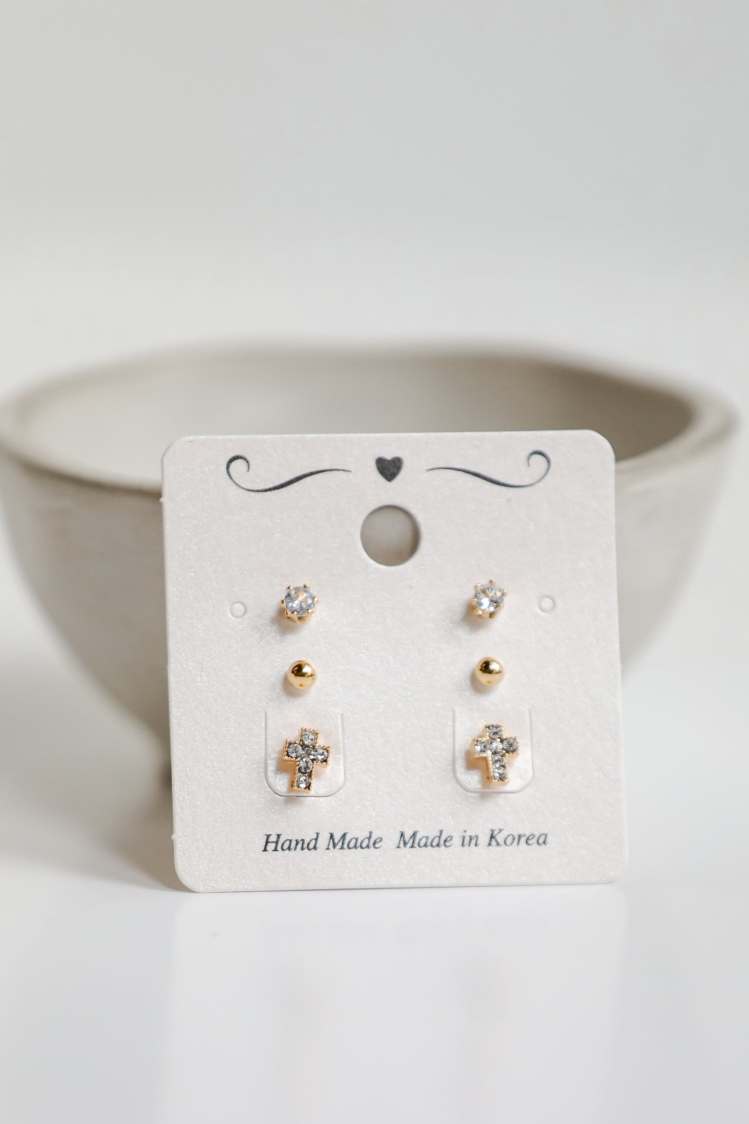 Adrienne Gold Mini Cross Stud Earring Set