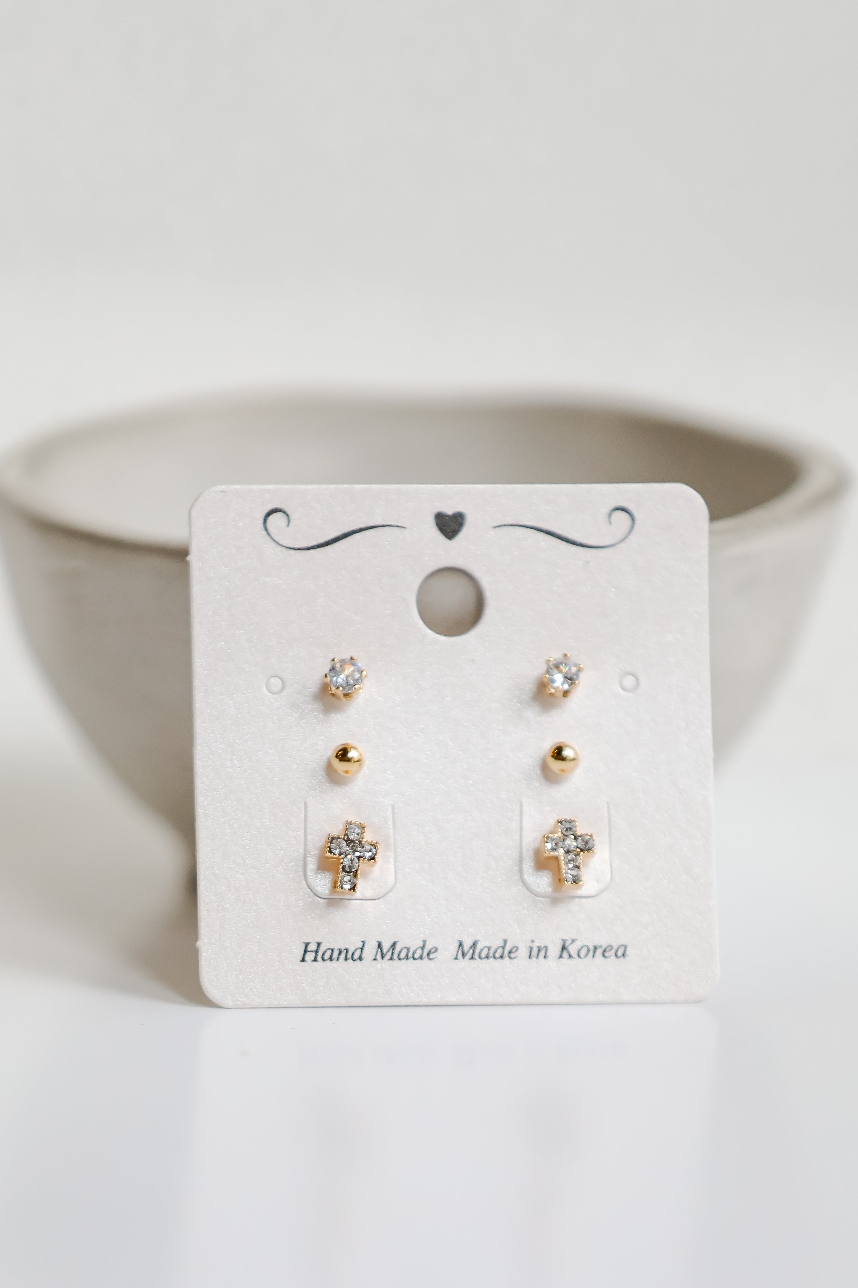 Adrienne Gold Mini Cross Stud Earring Set