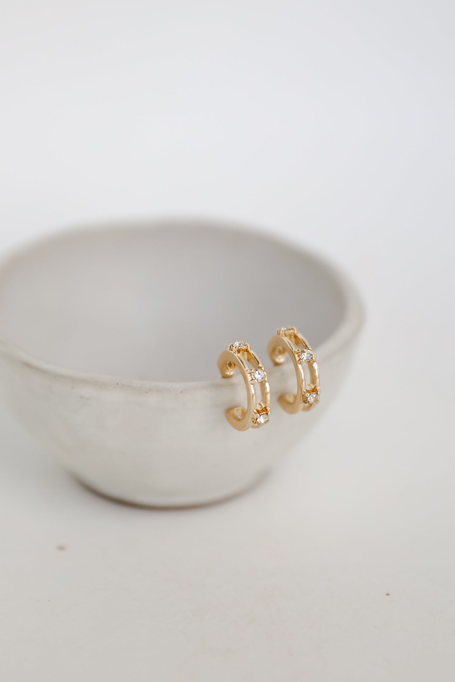 Haven Gold Rhinestone Mini Hoop Earrings