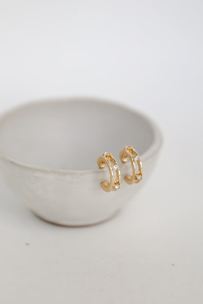 Haven Gold Rhinestone Mini Hoop Earrings