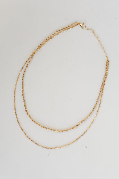 Gold Layered Chain Necklace flat lay