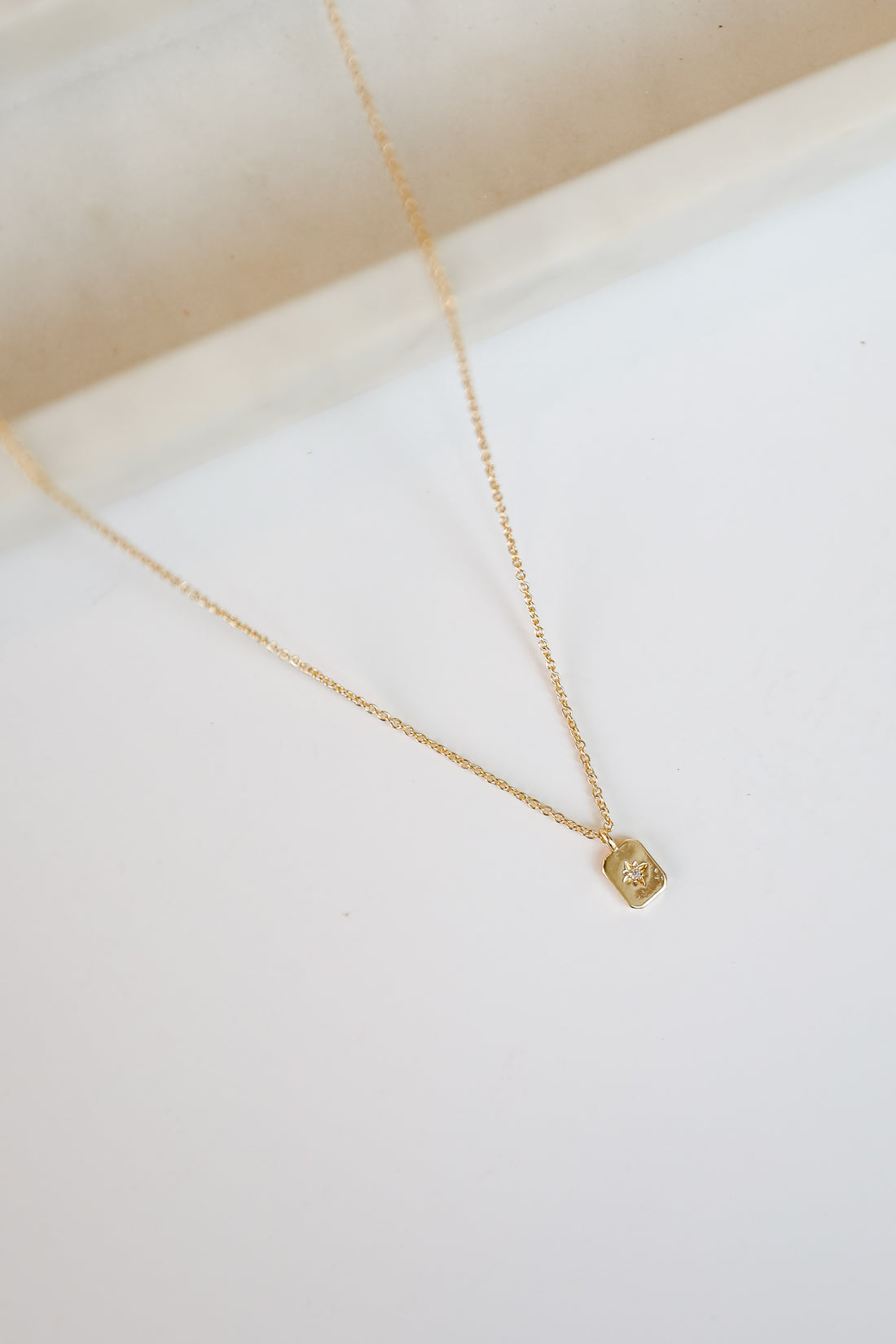 Daniella Gold Rectangle Charm Necklace