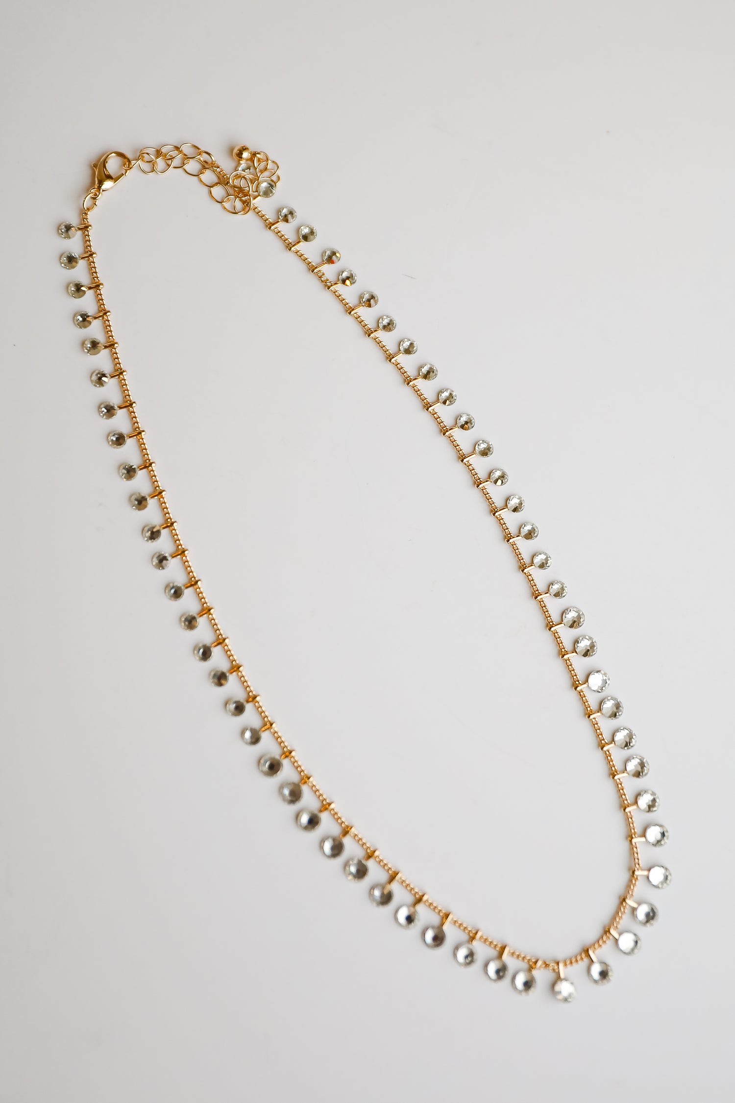 Riley Gold Rhinestone Chain Necklace