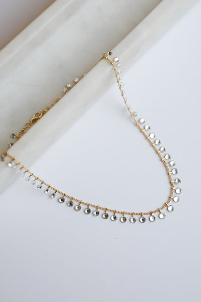 Riley Gold Rhinestone Chain Necklace