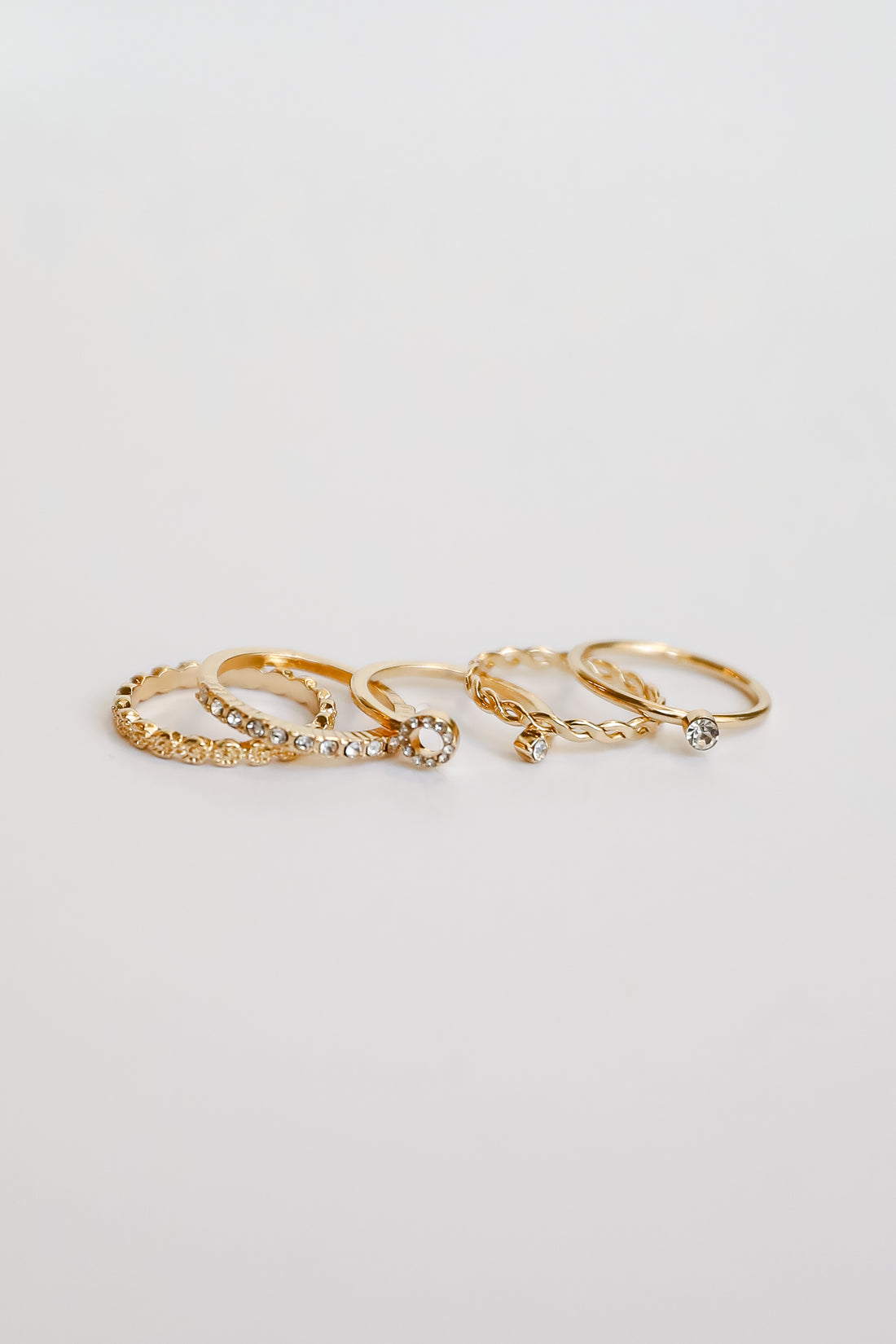 Aspen Gold Rhinestone Ring Set