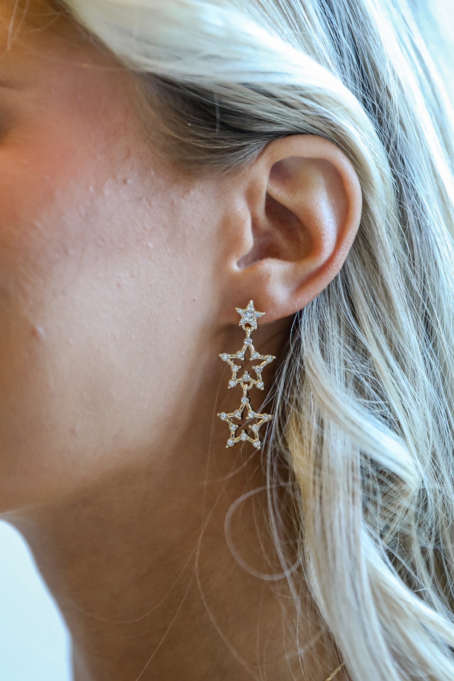 Rachel Gold Rhinestone Star Drop Earrings