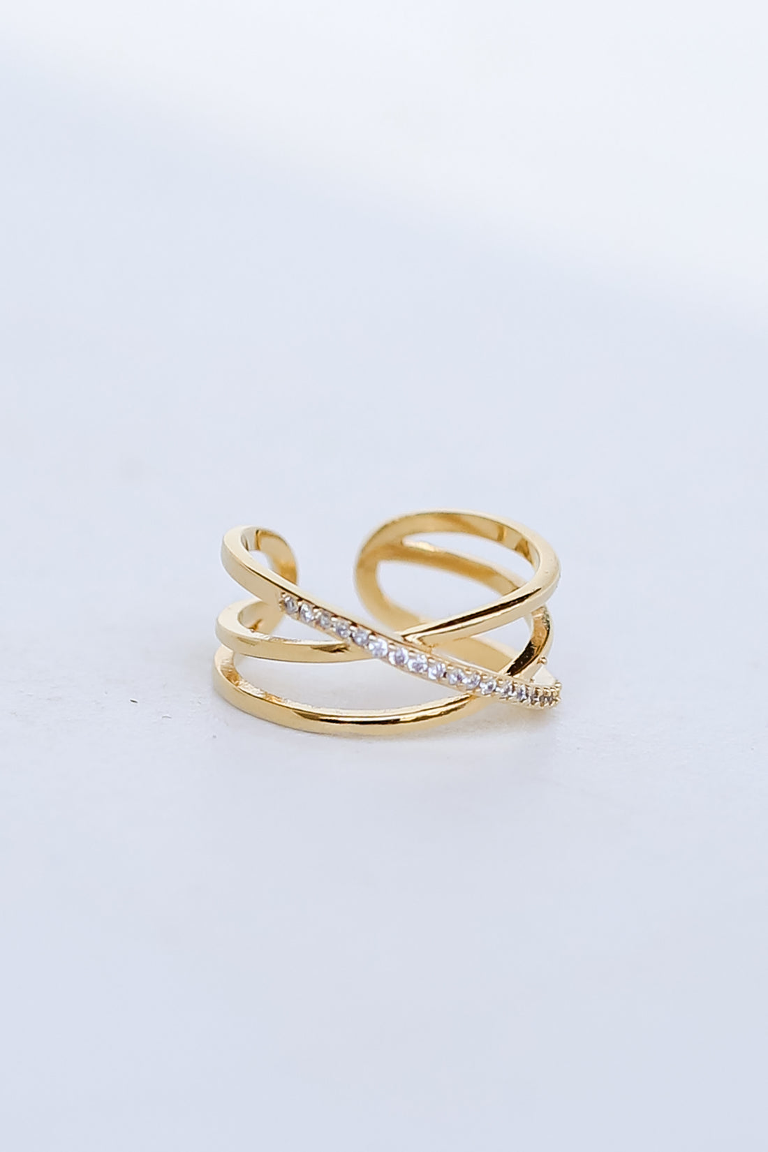 Gold Rhinestone Triple Ring