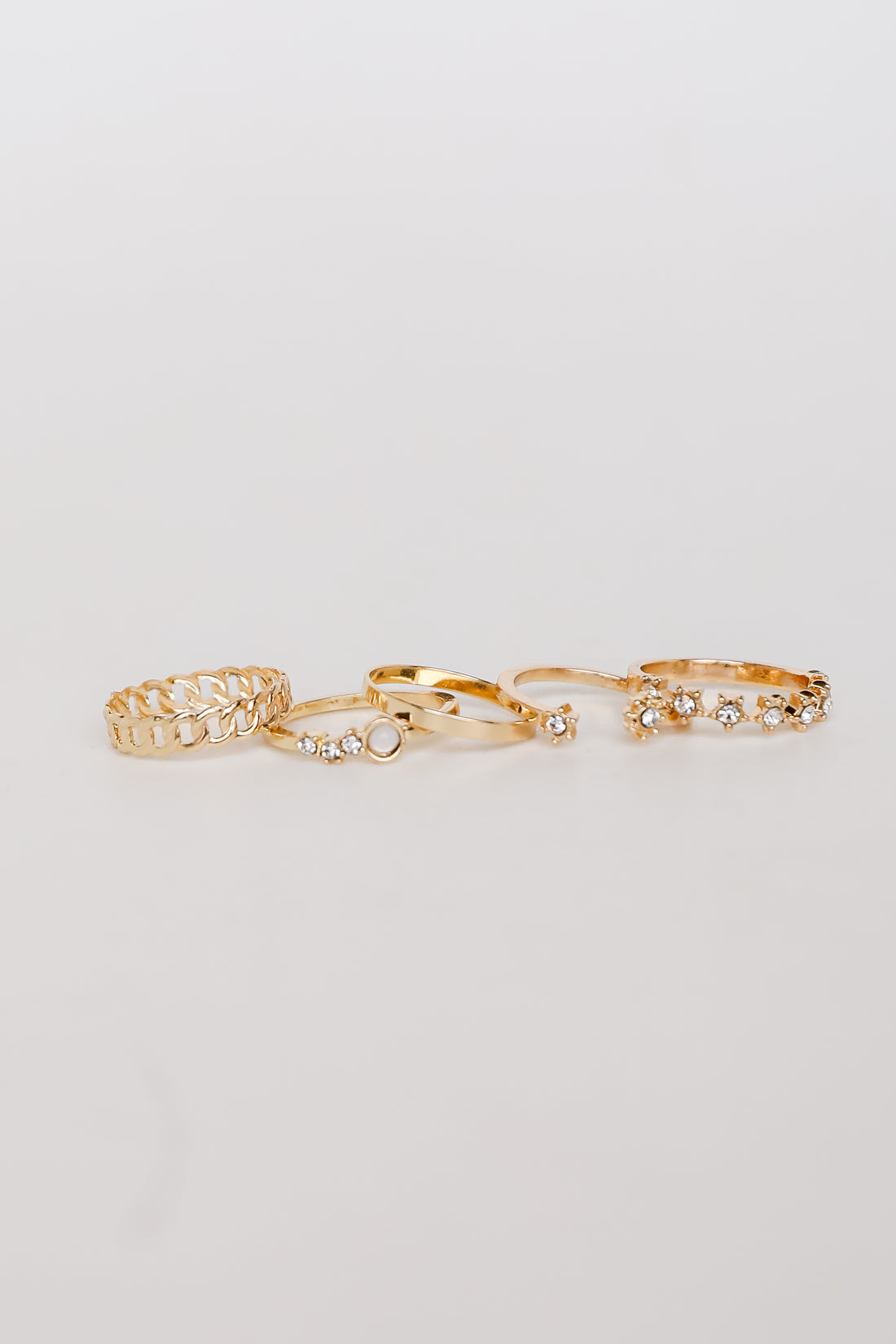 Gold Rhinestone Ring Set