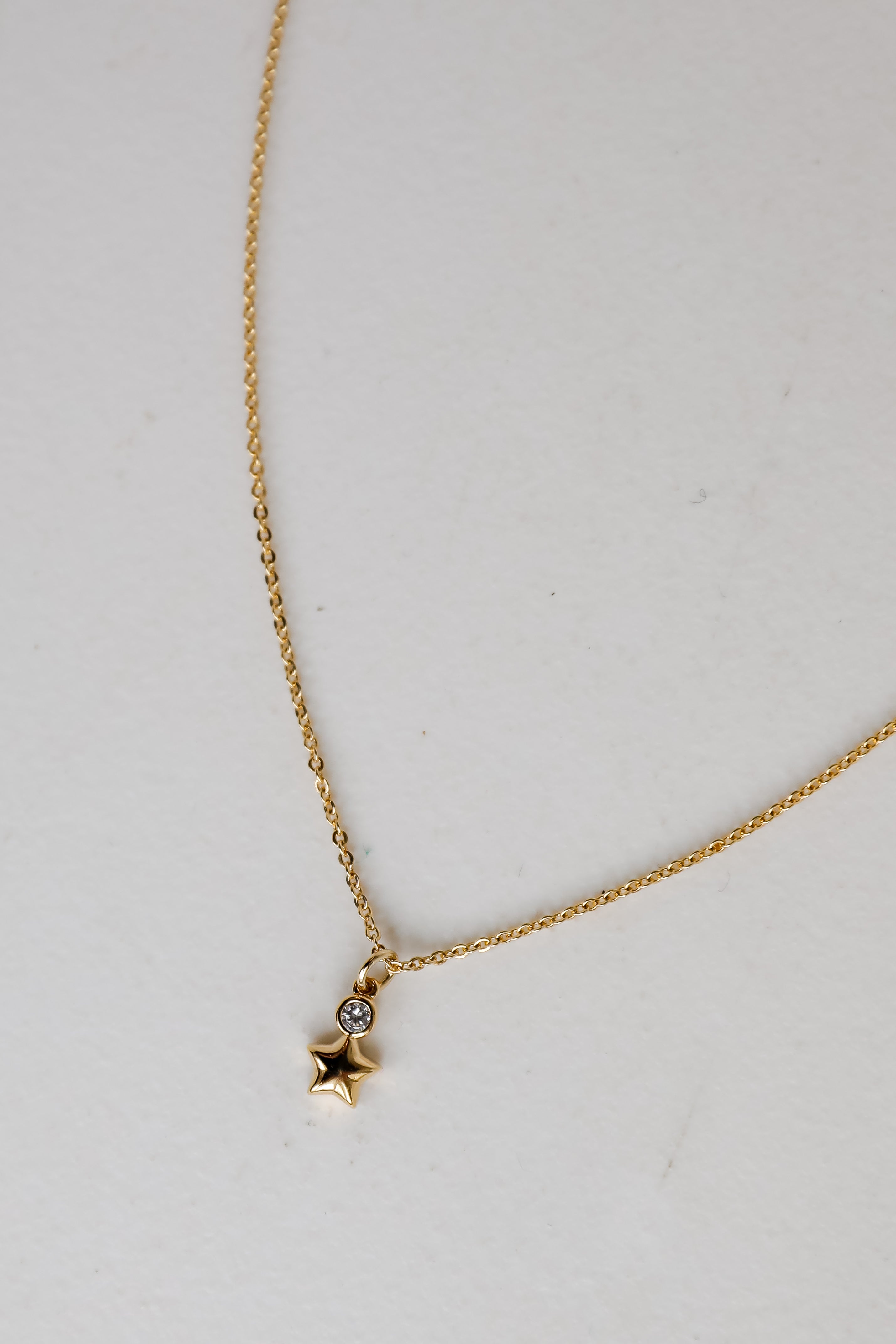 Gold Rhinestone Star Charm Necklace