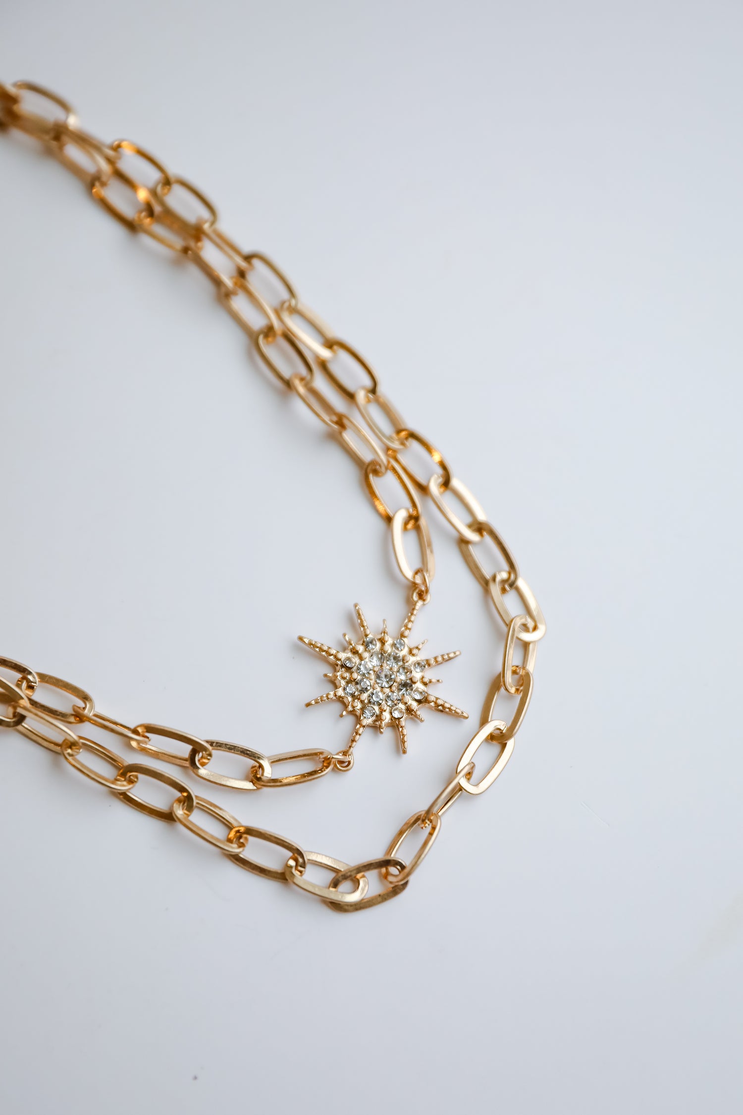 Bianca Gold Sunburst Layered Chain Necklace