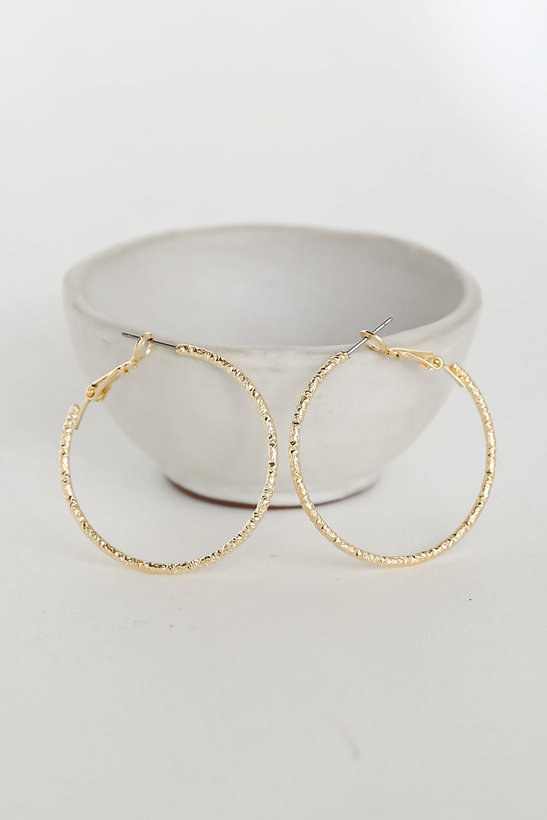 Gold Textured Hoop Earrings