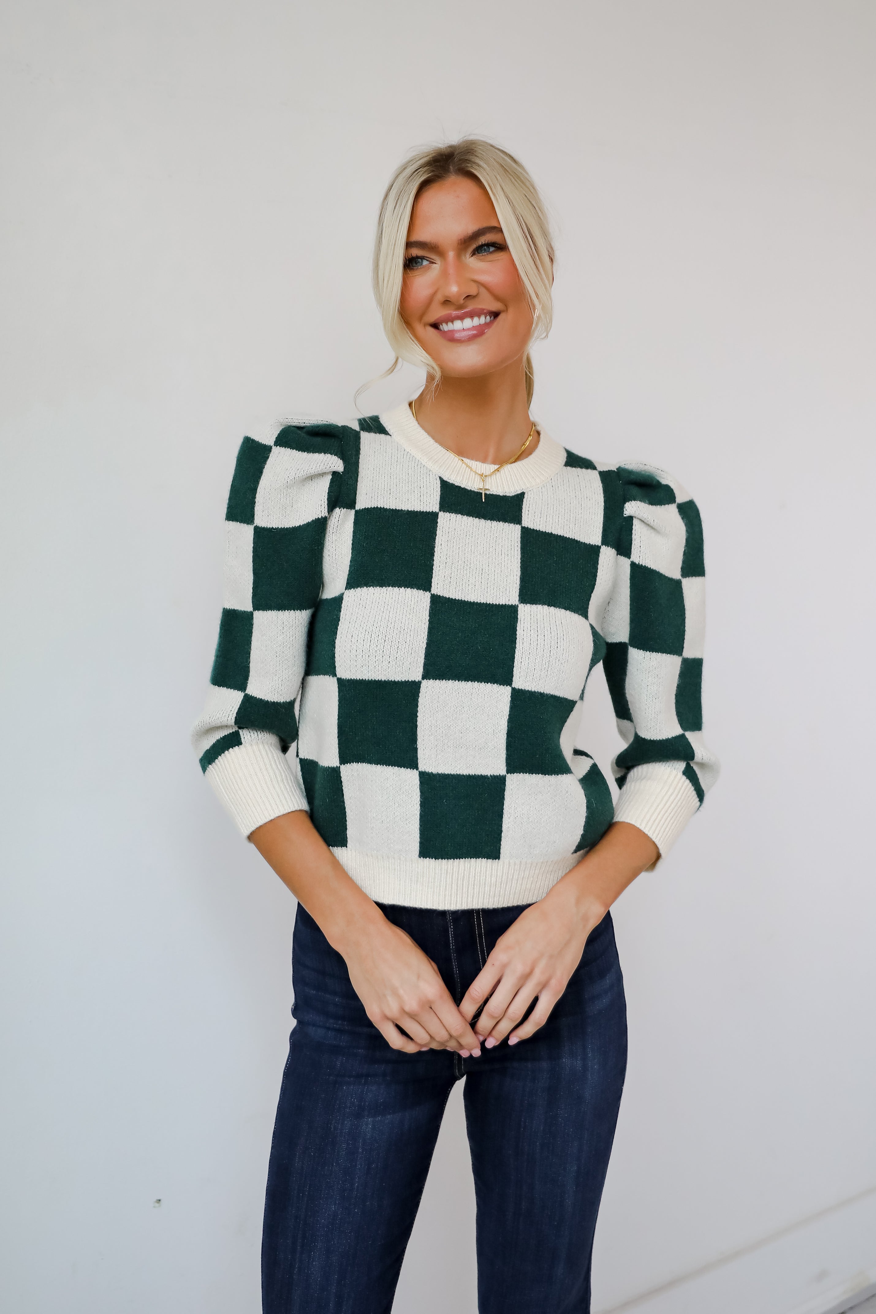 Cozy Excellence Green Checkered Sweater