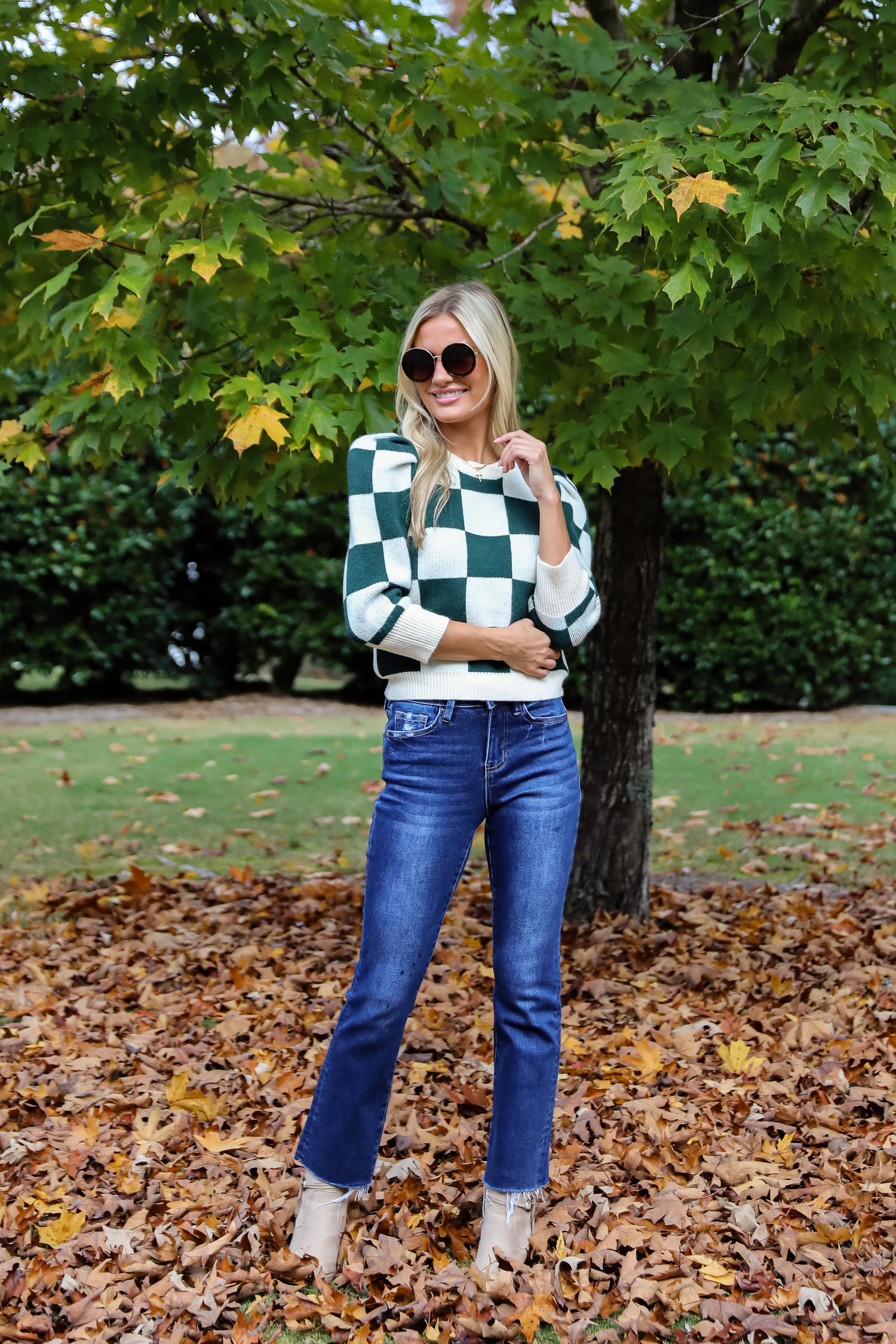 Cozy Excellence Green Checkered Sweater