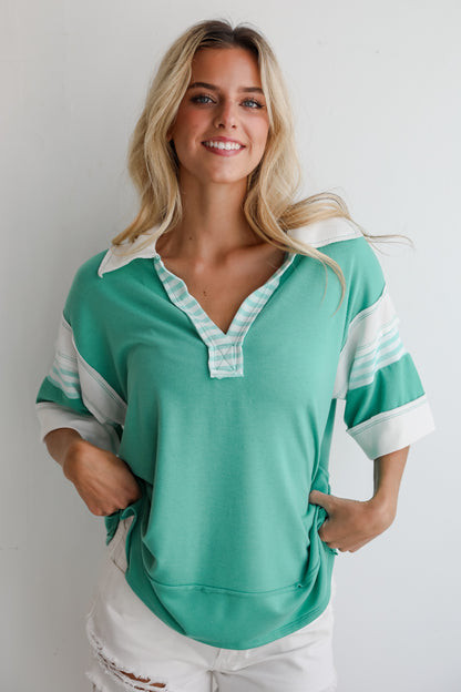 Trending Adoration Green Collared Top