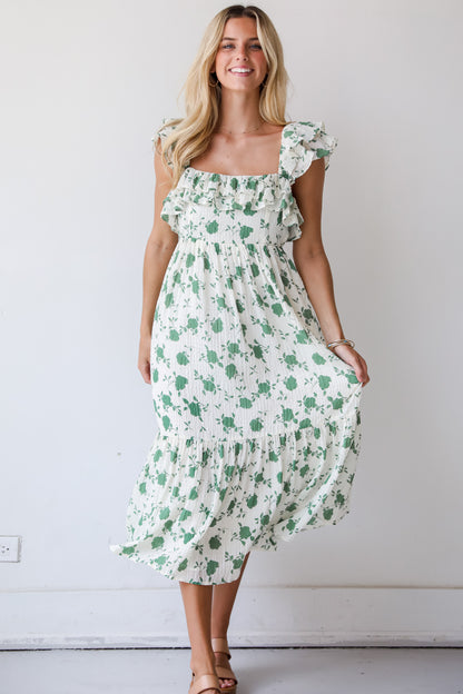 Fabulous Darling Green Floral Midi Dress