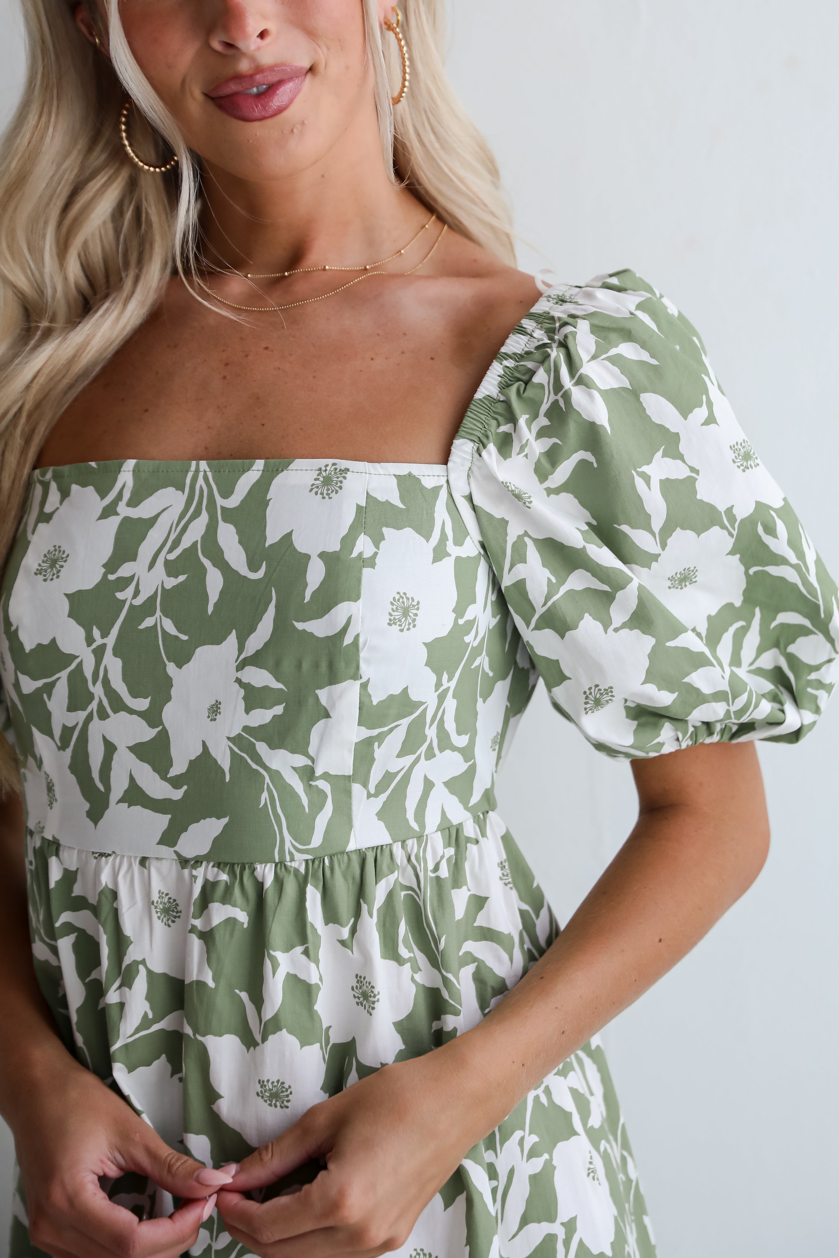 Modern Sweetheart Sage Floral Maxi Dress