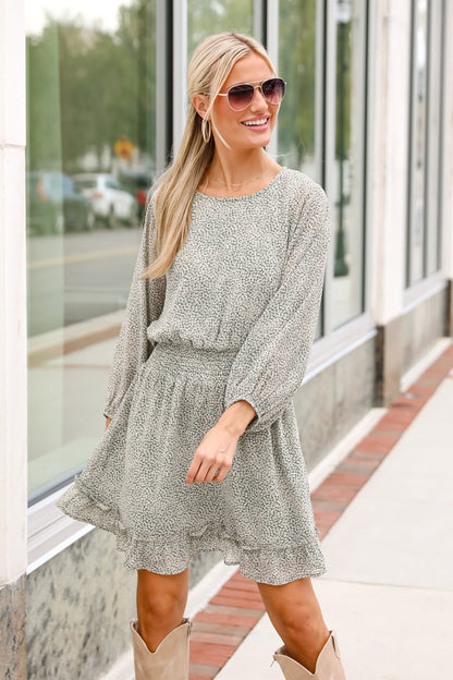 Gorgeous Elevation Green Floral Mini Dress