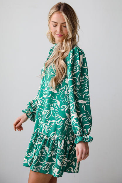 cute  Green Floral Mini Dress Darling Quality Green Floral Mini Dress.