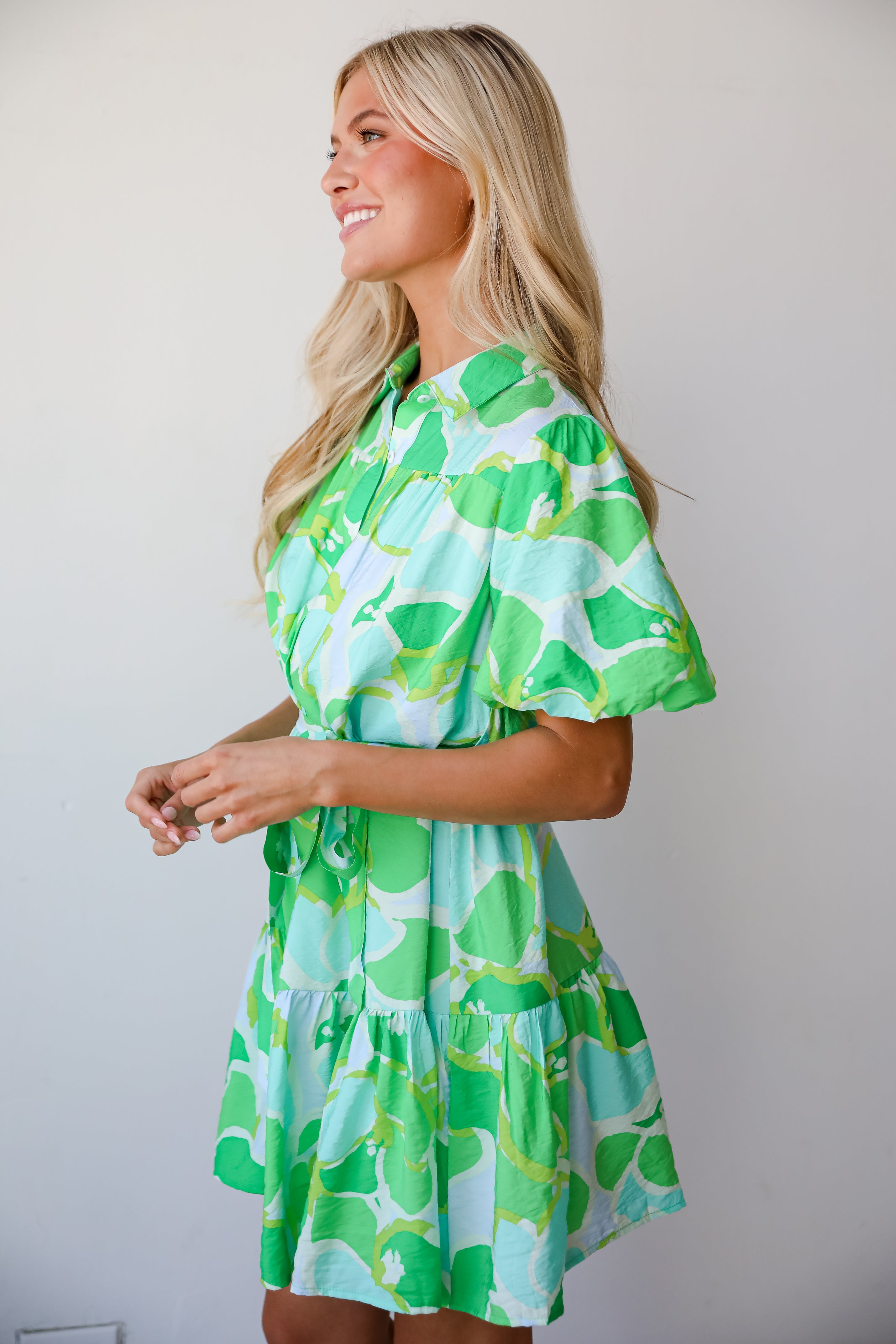 green floral dress