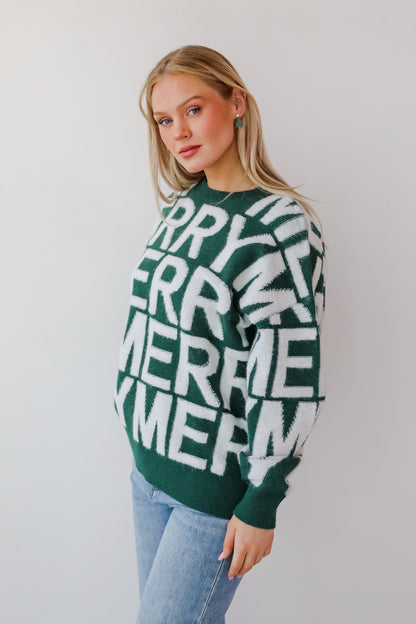 Hunter Green Merry Sweater