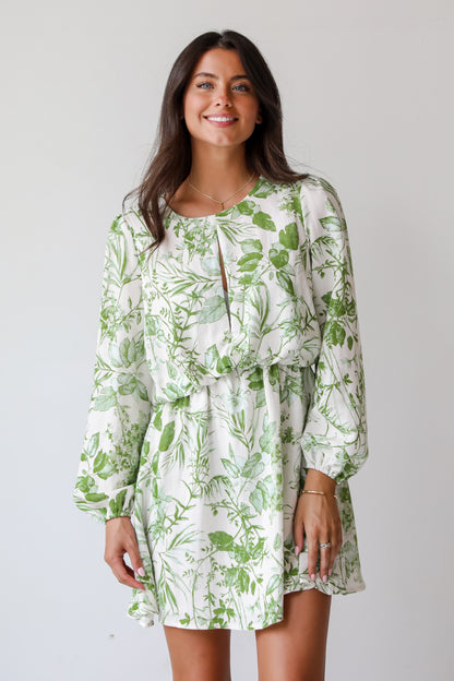 Mesmerizing Essence Green Floral Mini Dress