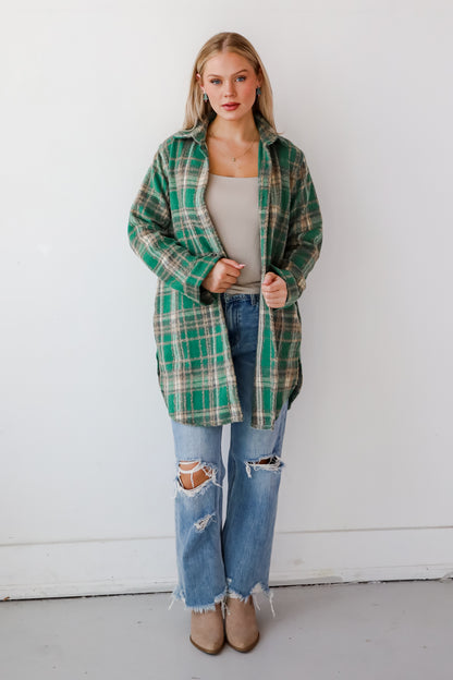 Cuddle Club Green Plaid Shacket