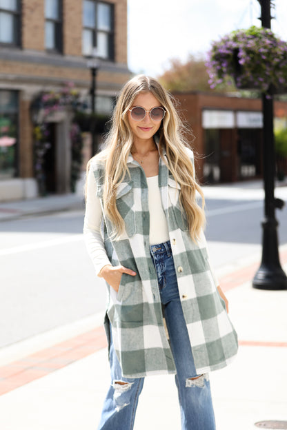 Sophisticatedly Cozy Plaid Longline Vest