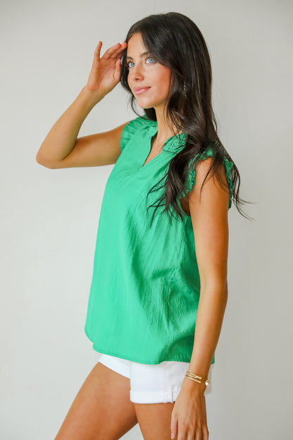 Style Update Kelly Green Ruffle Blouse