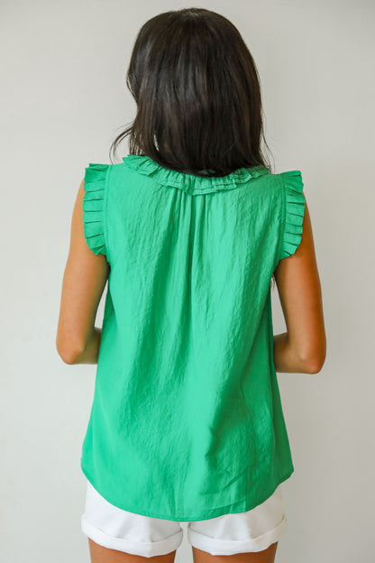 Style Update Kelly Green Ruffle Blouse