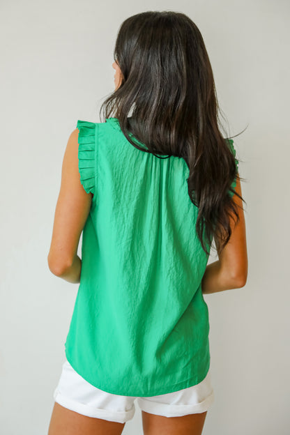 Style Update Kelly Green Ruffle Blouse